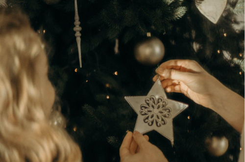 Christmas Tree Skirts and Artificial Lit Christmas Trees